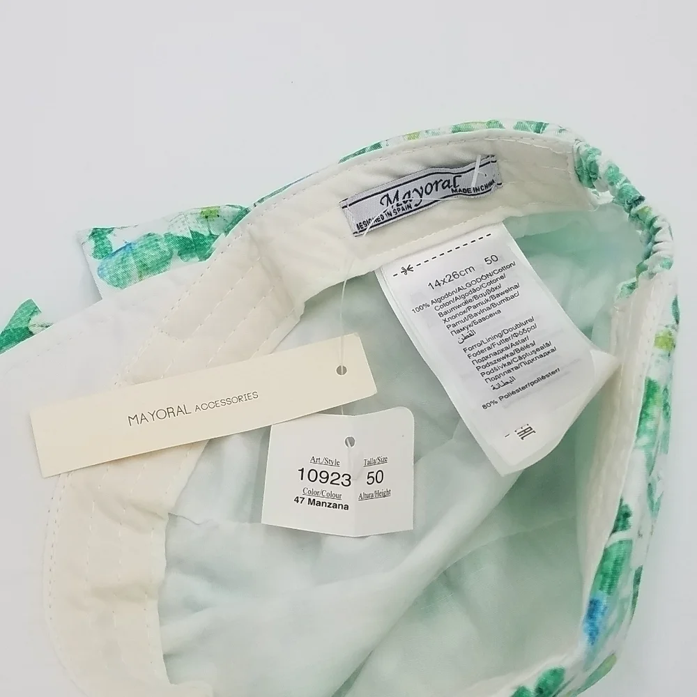 NWT Mayoral Flower Leaf Lined Sun Hat 50 3-6m